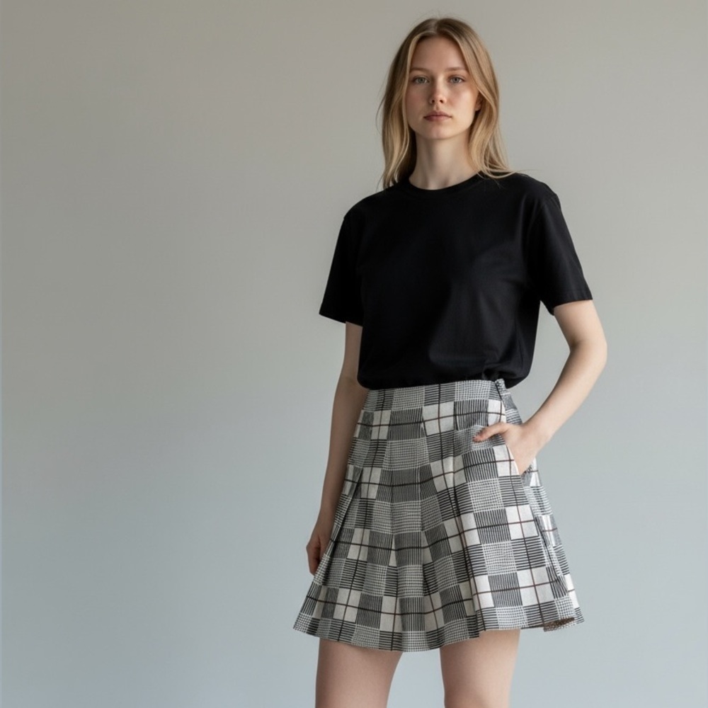 Max Studio NWOT ladies fit and flare skirt. Size M/L. Black brown burgundy